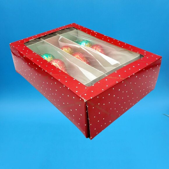 Vintage MCM Starburst Design Finial Glass Ornaments Red Green Gold 1990s 3pc 6" - Picture 7 of 10